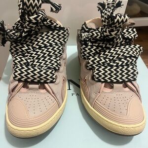 Pink Lanvin sneakers.
